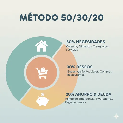 infografía mostrando método 50/30/20